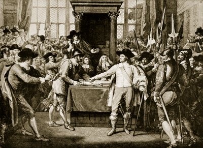 ロングウェルを解散したクロムウェル、1653年、イギリス国民のハチンソン物語、1923年頃 作： English School
