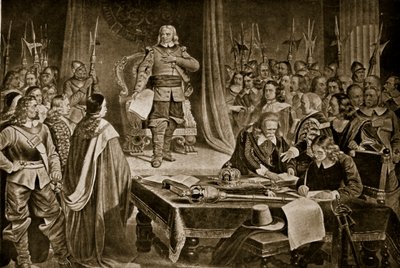 クロムウェルが王冠を拒否した、イギリス国民のハチンソン物語のイラスト、1923年頃 作： English School