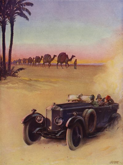 ラクダ列車と自動車で砂漠を横断 (色リソ) 作： English School
