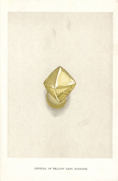 エドウィン・ストリーターの「Precious Stones and Gems」（ロンドン、ジョージ・ベル＆サンズ）より、イエロー・ケープ・ダイヤモンドのクリスタル 作： English School
