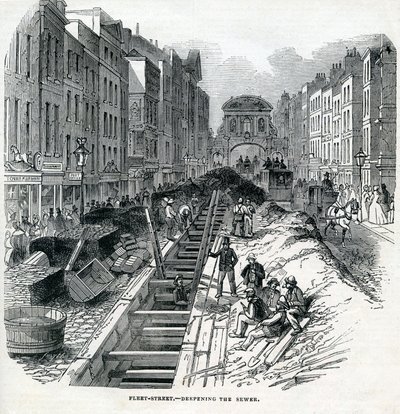 Fleet Street Sewer、ロンドン、1845の深化 作： English School