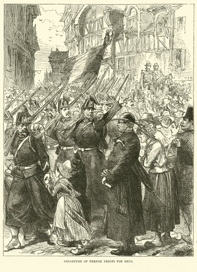 1870年8月、メッツへのフランス軍の出発 作： English School