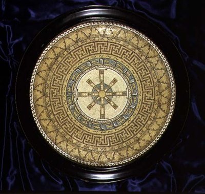 モザイク模様の床のデザイン、1870年頃（紙にペンとインク、水彩画） 作： English School