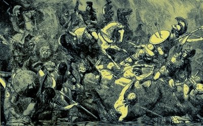 シチリア島のアテネ軍の破壊、世界のイラスト入りの歴史からのイラスト、1880年に発行（デジタルで強化された画像） 作： English School