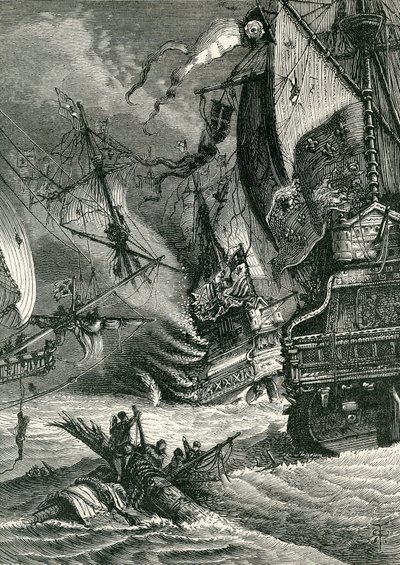 スペインの無敵艦隊の破壊、1865年 作： English School