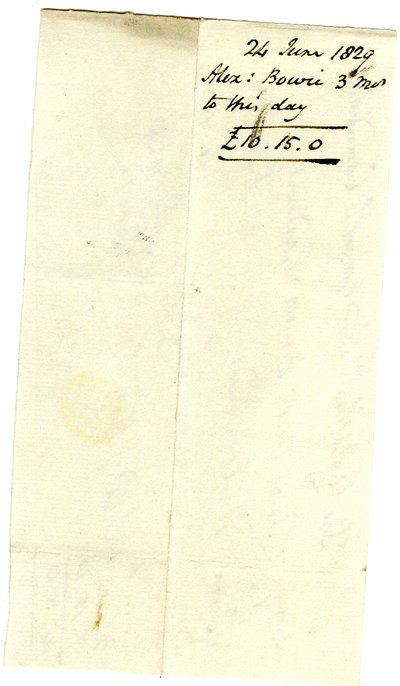 Devonshire MSS AS 3101, folio, Pinder SimpsonがLord George Cavendishのために決済した請求書の束から、Alexander Bowieの請求書を含む。 作： English School