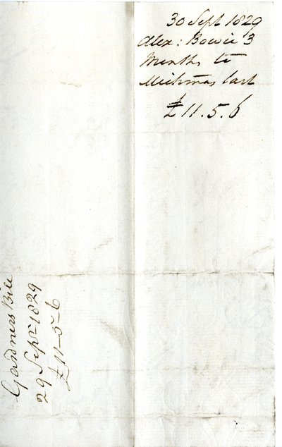 Devonshire MSS AS 3101, folio, Pinder SimpsonがLord George Cavendishのために決済した請求書の束から、Alexander Bowieの請求書を含む。 作： English School