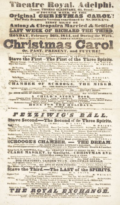 ディケンズプレイビル：1814年2月26日、アデルフィシアターロイヤルでのクリスマスキャロル 作： English School