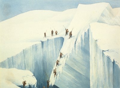 1827年に出版されたチャールズフェローズ（1799〜1860年）による、上り坂の物語からモンブランの頂上までの隙間の困難な通過 作： English School