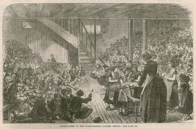 1869年のクリスマス、クレアマーケットの不規則な学校での夕食の時間 作： English School