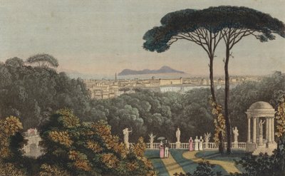 イタリア・ナポリの遠景（彩色彫刻 作： English School