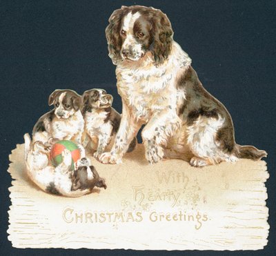 犬と子犬、クリスマスカード 作： English School