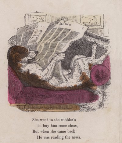 The Field」の新聞を読む犬（彩色済み彫刻 作： English School