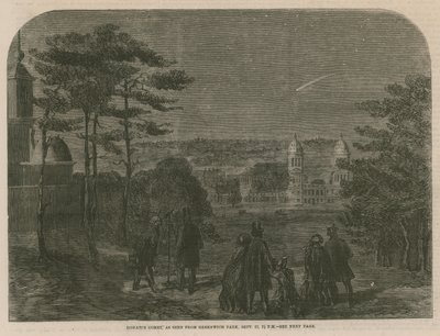 グリニッジ公園から見たドナティス彗星、1858年9月17日午後7時30分。 作： English School