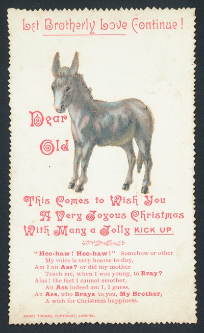 ロバ、クリスマスカード 作： English School