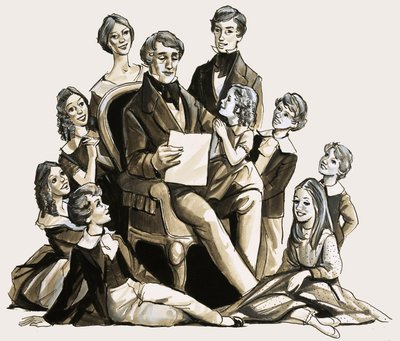 子供たちにクリスマスの詩を読み聞かせるクレメント・ムーア博士 作： English School