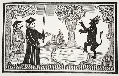 ファウトゥス博士は、パブのジョンアシュトンによる18世紀のチャップブックのイラストから悪魔を育てています。 1882 作： English School