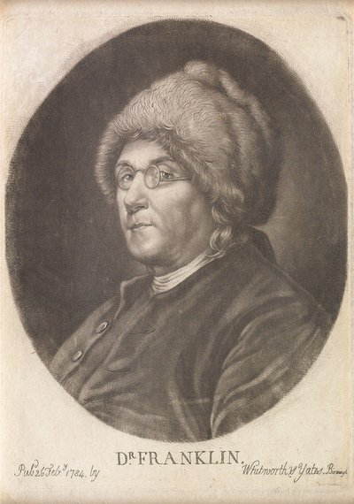 フランクリン博士、1784年（メゾチント） 作： English School