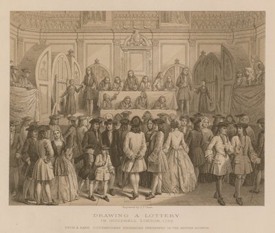 1739年ロンドン、ギドホールで宝くじを描く 作： English School