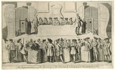 1763年のギルドホールでの州宝くじの抽選 作： English School