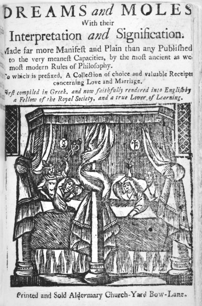 夢とモグラ」タイトルページ、1750年頃（木版画 作： English School