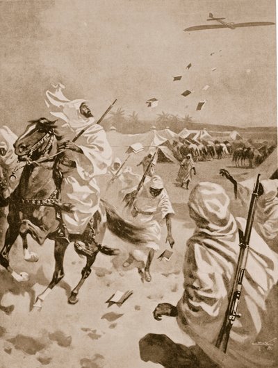 イタロ・トルコ戦争、1911-12年の間にアラブ人にパンフレットを落とす 作： English School