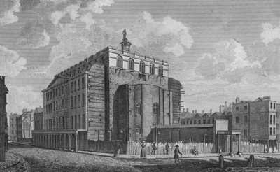 1809年に焼失したウェストミンスターのドルリー・レーン劇場（彫刻作品 作： English School