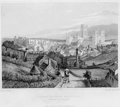ニューカッスルロードからのダラム大聖堂と城、1841年 作： English School