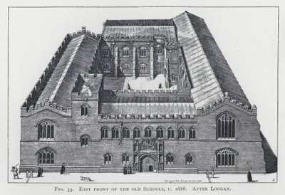 Logganの後の古い学校の東正面、c 1688 作： English School