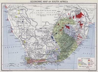 南アフリカ共和国の経済地図（カラーリトグラフ 作： English School