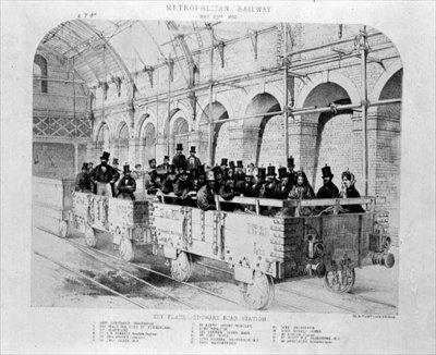 メトロポリタン鉄道発足時のエッジウェア・ロード駅、1862年5月24日(リトグラフ) 作： English School