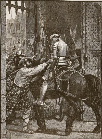 Flodden後のエジンバラ、Cassells Illustrated History of England（sepia写真）のイラスト 作： English School