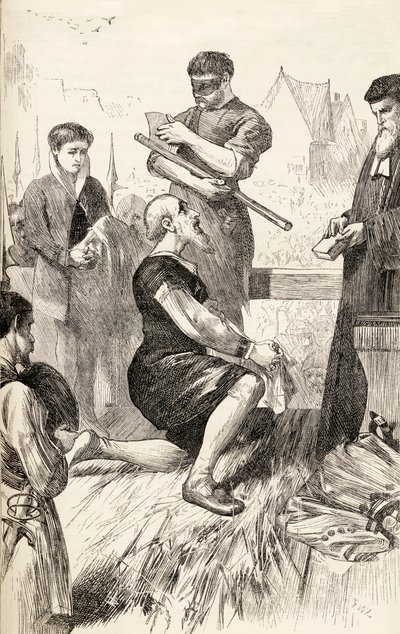 彼の処刑を待っている足場のエドワードシーモア、1865年頃（木の彫刻） 作： English School