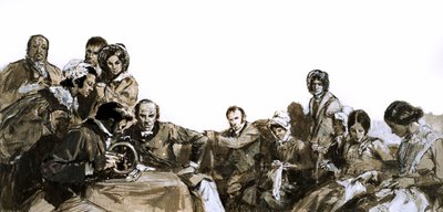 Elias Howe, inventer of the sewing machine (gouache on paper) 作： English School