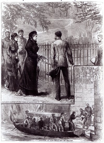 1880年にセントヘレナでナポレオン1世の墓を訪れたウジェニー女王 作： English School
