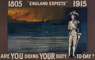 イギリスは期待している-あなたは今日、自分の義務を果たしていますか」、第一次世界大戦のポスター（カラーリトグラフ 作： English School