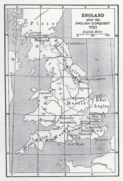 イギリス征服後のイングランド 700（リトグラフ 作： English School
