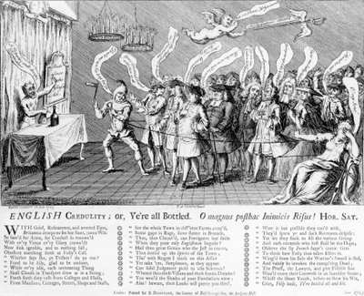 イングリッシュ・クレディリティまたはイエール・オール・ボトル入り、1749 作： English School