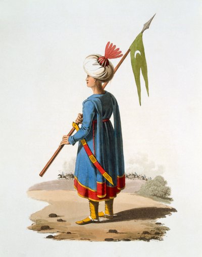 スパヒスの旗手、1818年（着色されたアクアチント） 作： English School