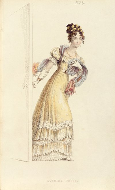 Ackermanns Repository of Artsのイブニングドレス、ファッションプレート 作： English School