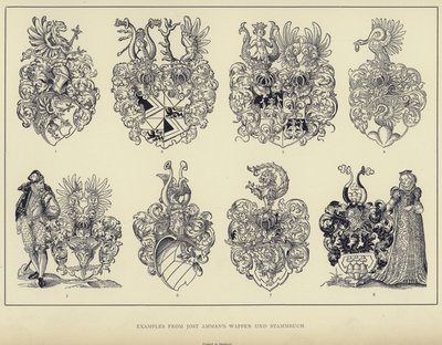 ヨスト・アマンの「Wappen und Stammbuch」（リトグラフ）の例 作： English School