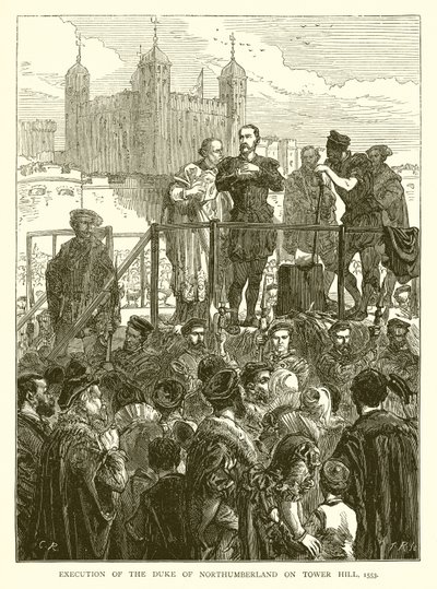 タワーヒルでのノーサンバーランド公爵の処刑、1553年 作： English School