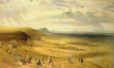 悪魔のダイクの広大な眺め、ジェントリーピクニックのあるニューマーケット、1840年頃 作： English School