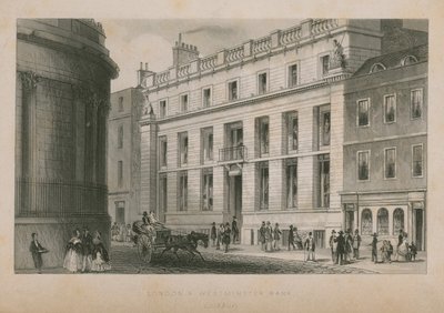 ロンドンとウェストミンスター銀行の外観 作： English School