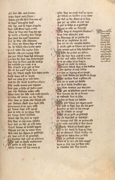 Ms New Coll 266のF98r、John GowerによるDe confessio amantis（ベラムにペンとインク） 作： English School