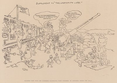 包囲中にレディスミスで発行されたユーモラスな絵入り新聞のファクシミリ・ページ（リトグラフ） 作： English School