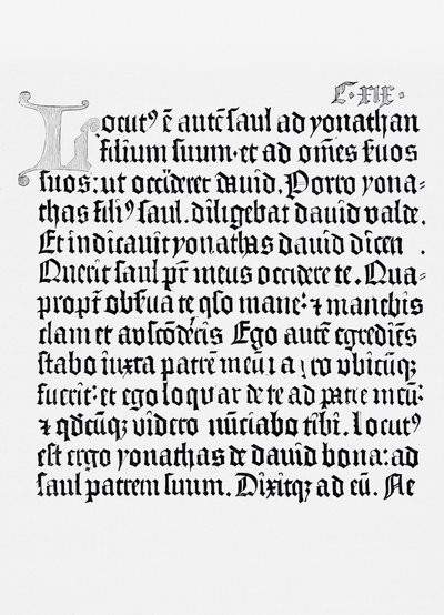 ヨハネスグーテンベルク、マインツ、1456によって印刷された聖書のページのファクシミリ 作： English School