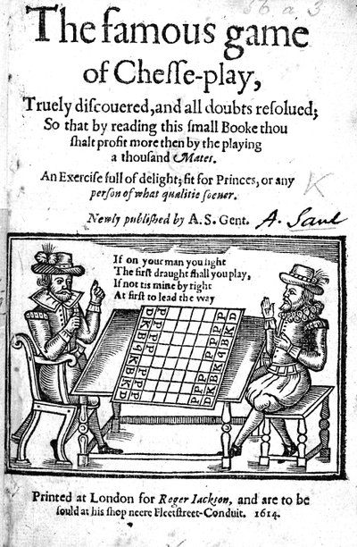 チェスの有名なゲーム、1614年（木版画） 作： English School