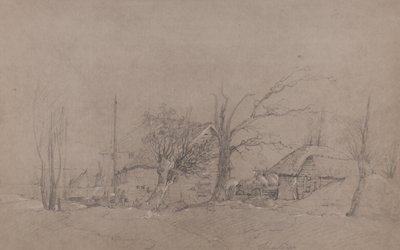 河岸の農場の建物、1840年頃 作： English School