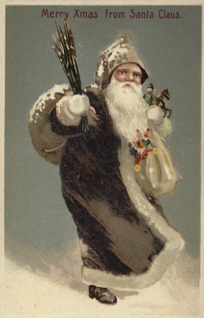 プレゼントを運ぶ毛皮のコートを着た父のクリスマス 作： English School